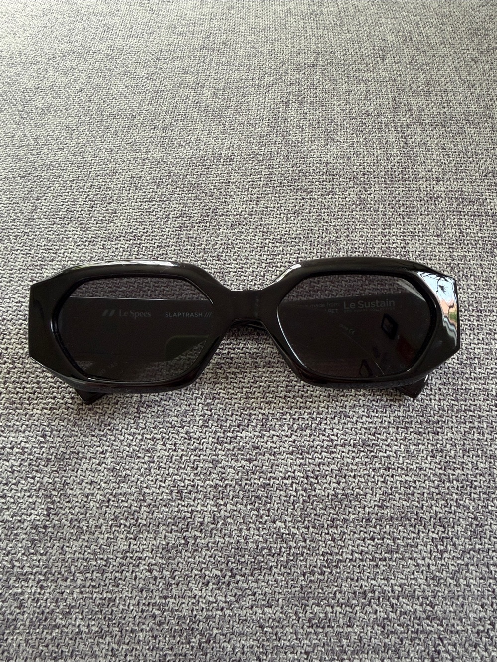 Le Specs Black Geometric Frame Sunglasses